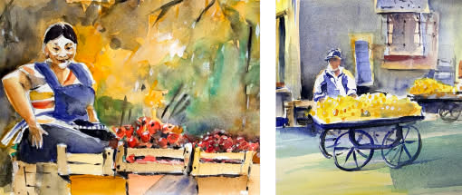 After Work: Menschen in Aquarell